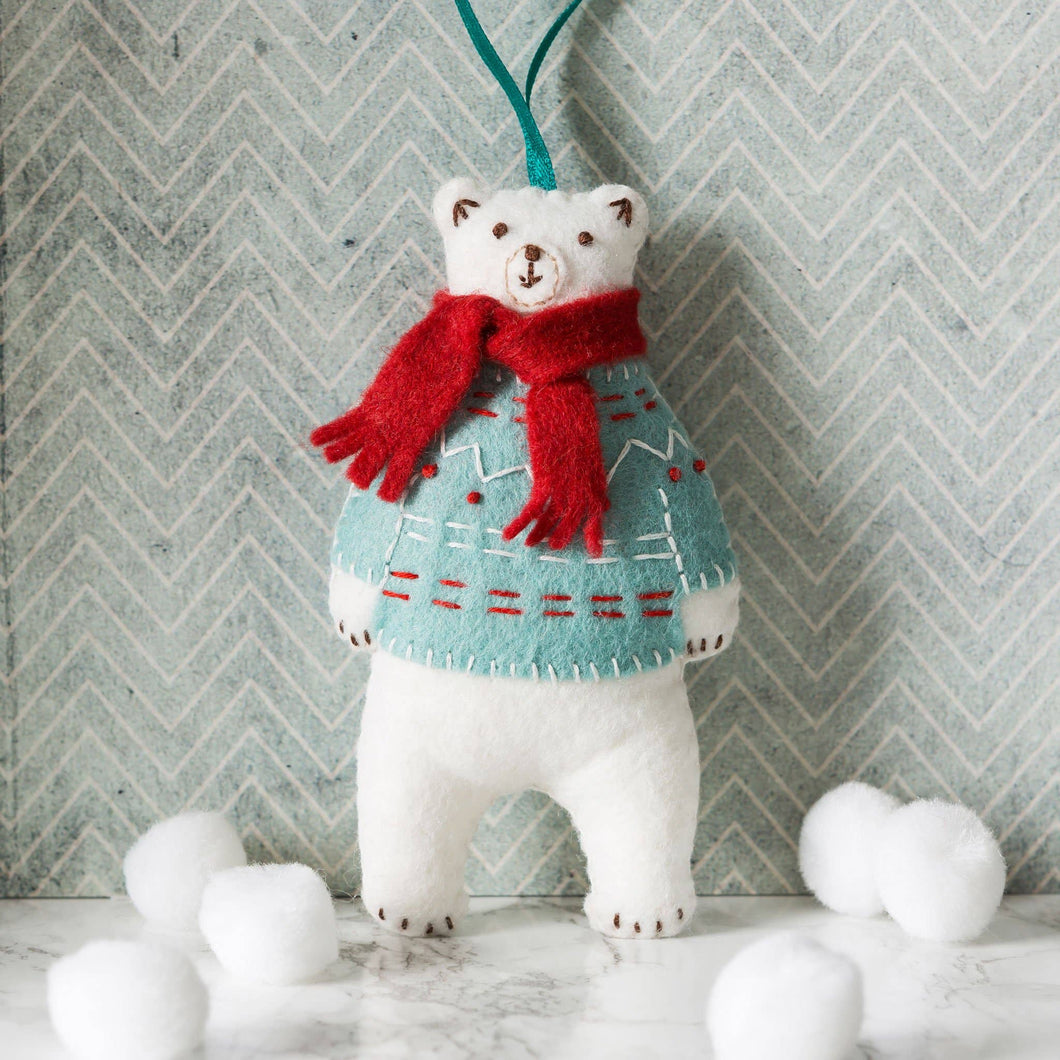 Polar Bear Felt Embroidery Craft Mini Kit - Off The Trail Gifts