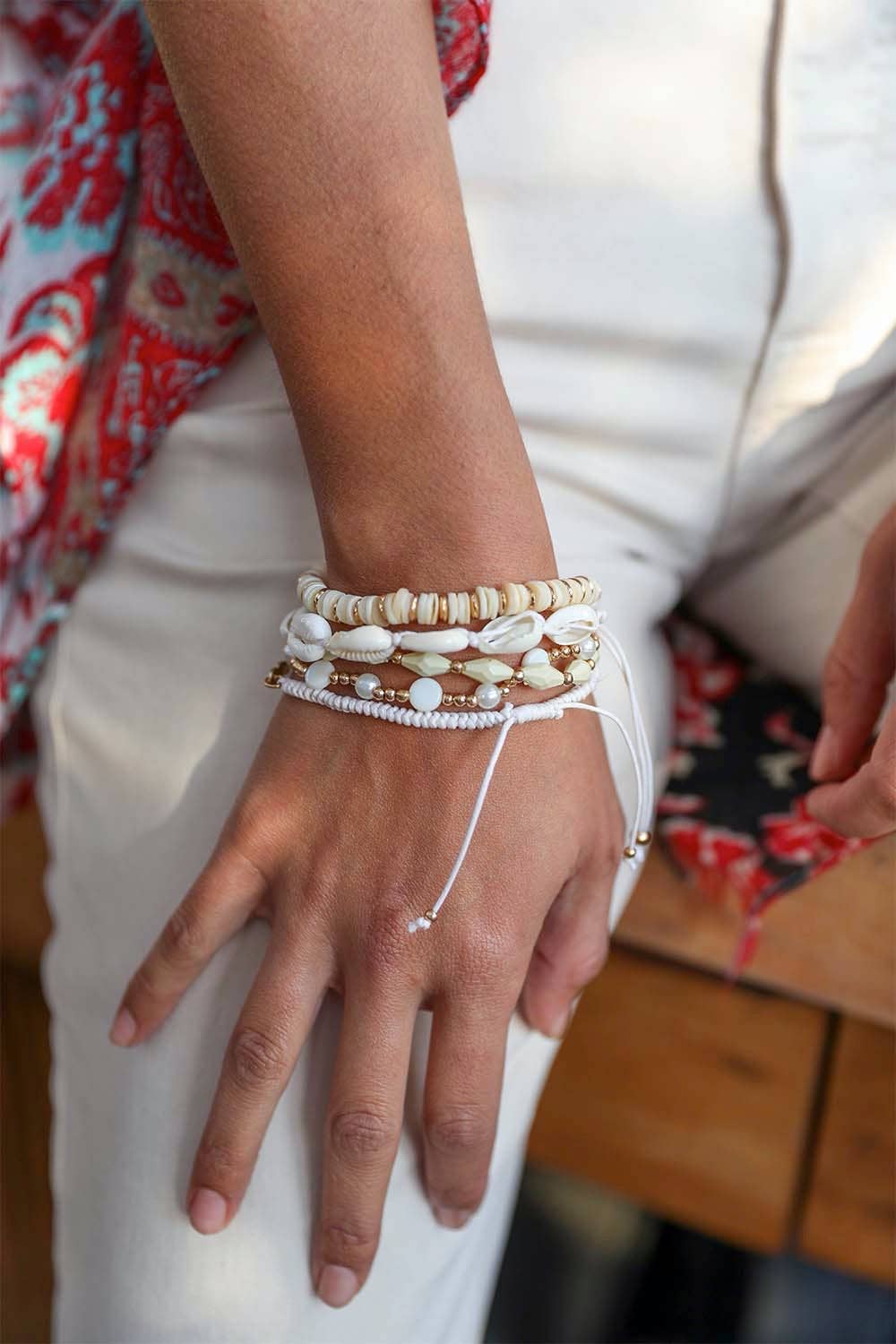 Beaded Shell Stackable Bracelet - Off The Trail Gifts