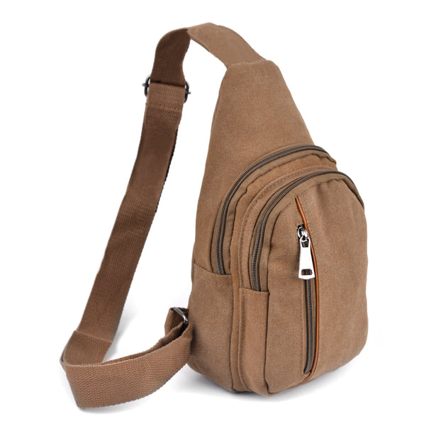 Brown Crossbody Canvas Sling Bag Backpack with Adjustable Strap - Off The Trail Gifts