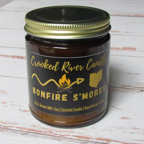 Bonfire S'mores Scent Candle Hand Poured 100 Percent Soy In Amber Jar - Off The Trail Gifts