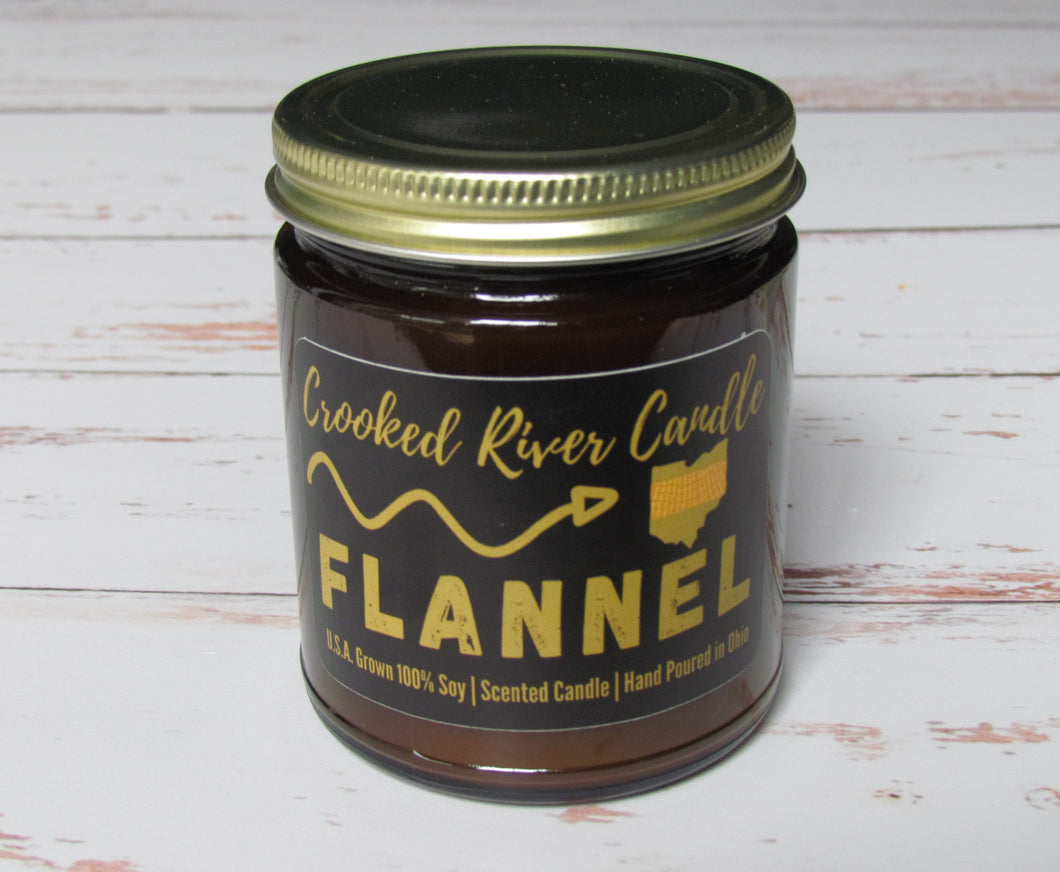 Flannel Holiday Scent Candle 100 Percent Soy In Amber Jar - Off The Trail Gifts