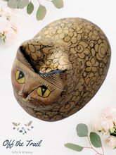 Load image into Gallery viewer, Gold and Black Wooden Paradise Cat Ring Puzzle Box - Off The Trail Gifts

