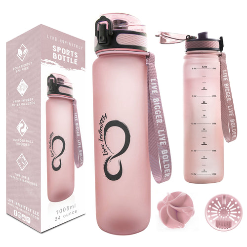 Rose Gold 34 Ounce Sports Water Bottle - Off The Trail Gifts