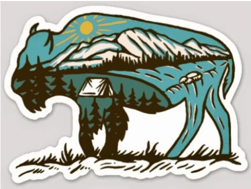 Bison Mountain Vinyl Sticker - Off The Trail Gifts