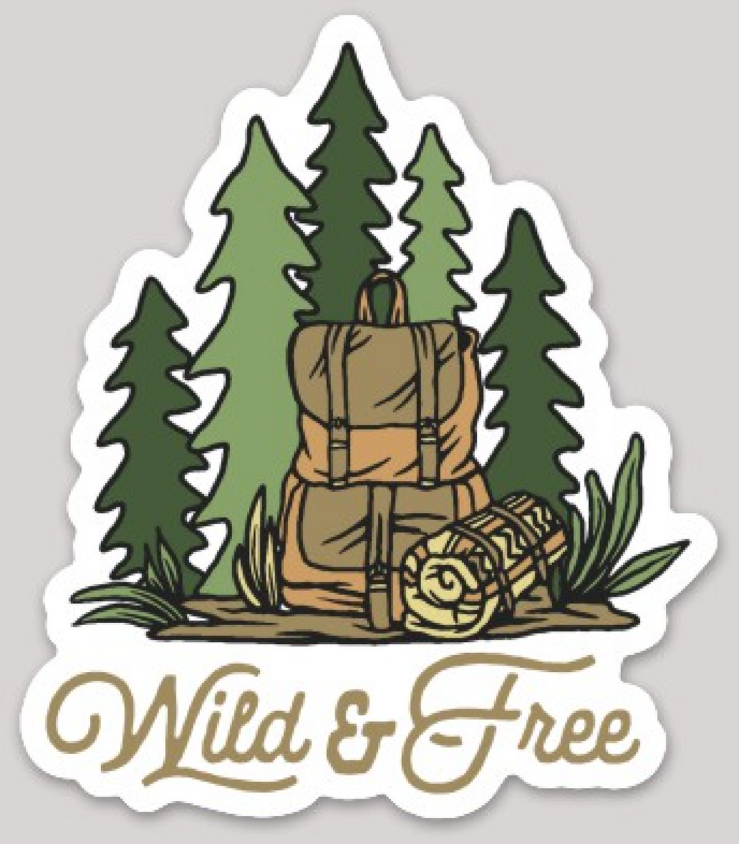 Wild & Free Backpack Forest Vinyl Sticker - Off The Trail Gifts