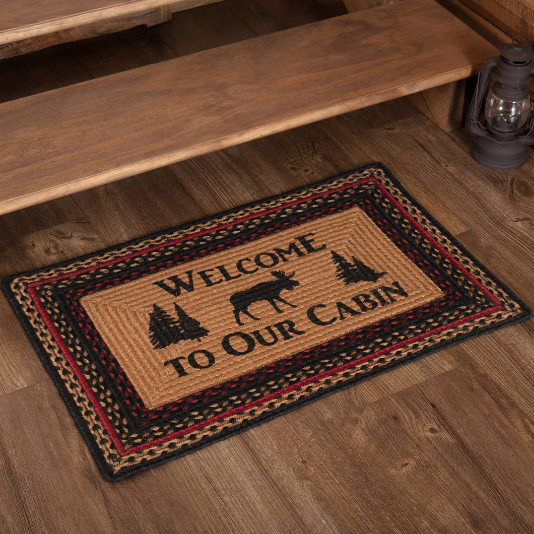 Cumberland Stenciled Moose Jute Front Cabin Entrance Rug - Off The Trail Gifts